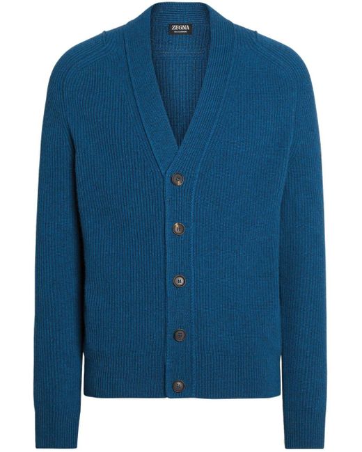 Zegna Blue Oasi Cashmere Cardigan for men