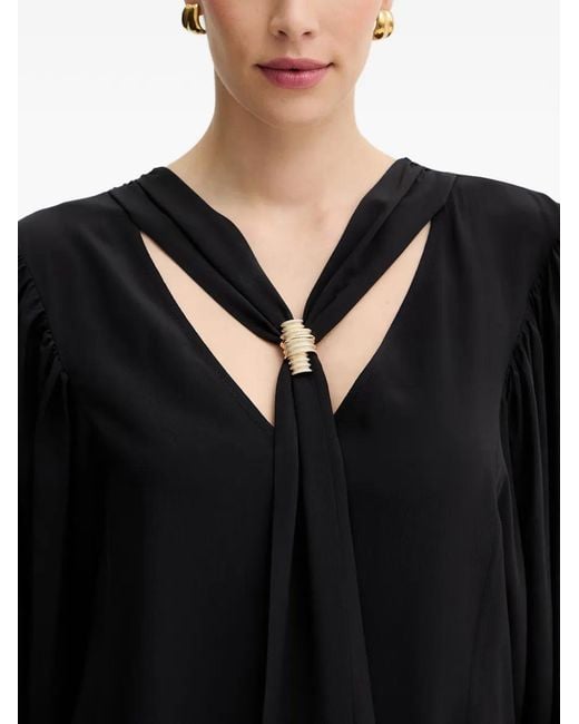 SIMONA CORSELLINI Black Gathered-Sleeve Blouse