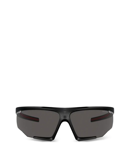 Prada Linea Rossa Black Geometric-Frame Sunglasses for men
