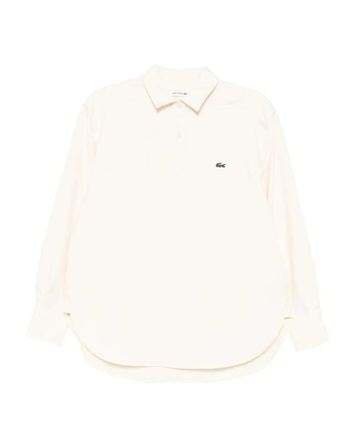 Lacoste White Logo Flannel Blouses