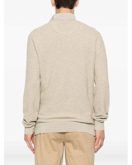 Gant Natural Pull Col Zippé À Logo Brodé for men