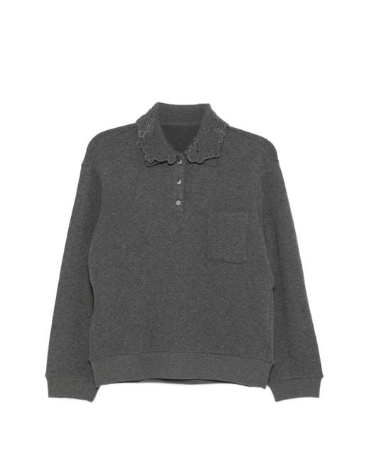 JNBY Gray Lace-Collar Sweater