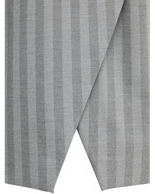 Sisley Gray Striped Double-Breasted Blazer