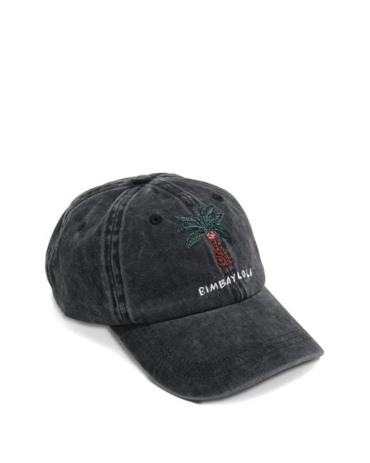 Bimba Y Lola Black Washed Palm Tree Cotton Cap