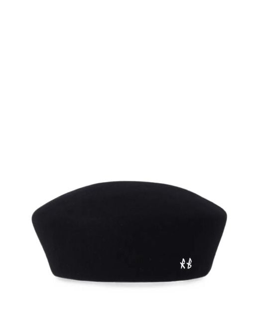 Ruslan Baginskiy Black Logo-Embroidered Wool Beret