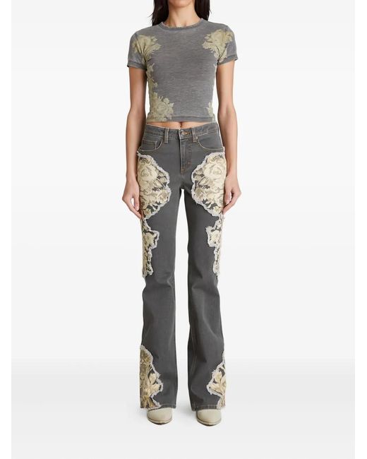Guess Gray Printed Flared Jeans