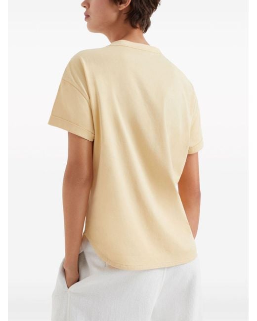 Brunello Cucinelli Natural T-Shirt mit rundem Ausschnitt