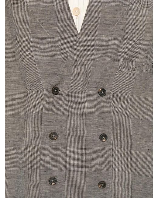 Ziggy Chen Gray Veste Croisée À Carreaux Prince De Galles for men