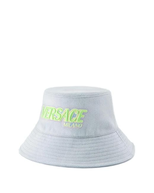 Versace White Denim Bucket Hat for men