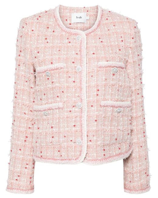 B+ AB Pink Cropped Tweed Jacket