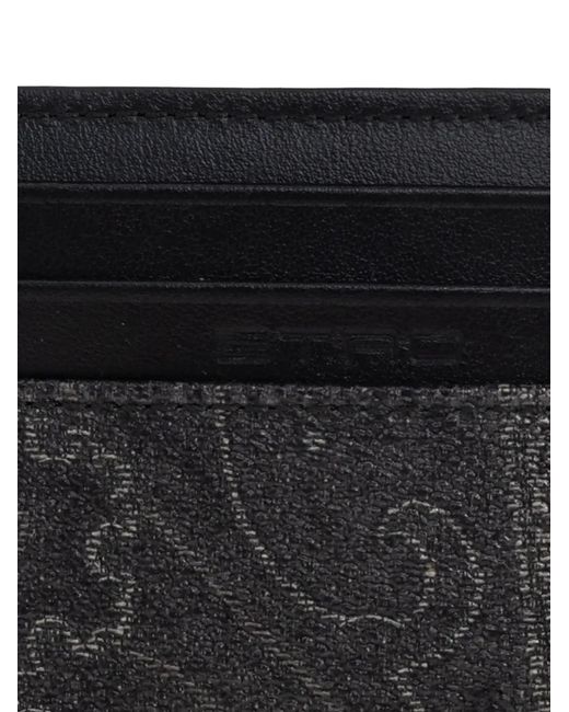 Etro Black Paisley-Patterned Card Holder for men