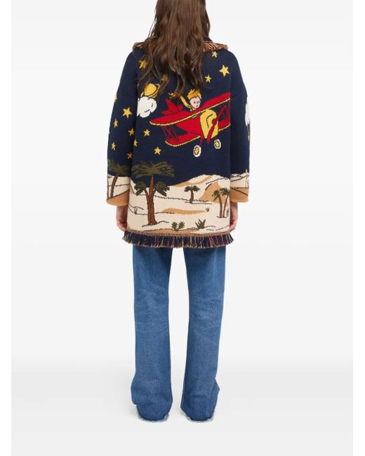 X The Little Prince Cardigan Con Frange di Alanui in Blue