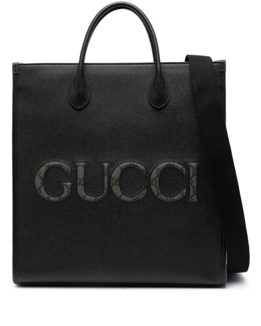 Bolso shopper con logo en relieve Gucci de hombre de color Black