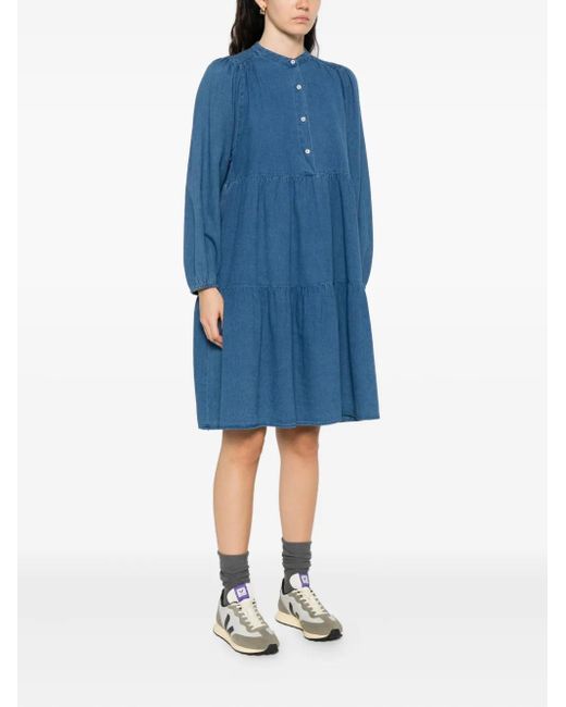 Marc O' Polo Blue Tiered Button-Front Dress