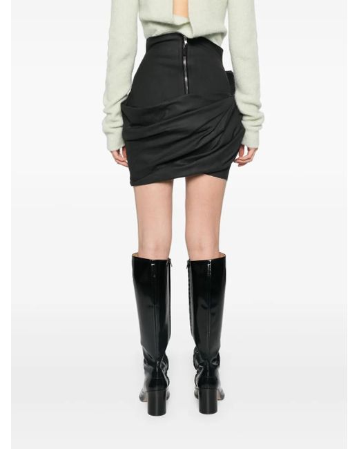 Rick Owens Black Draped Mini Skirt