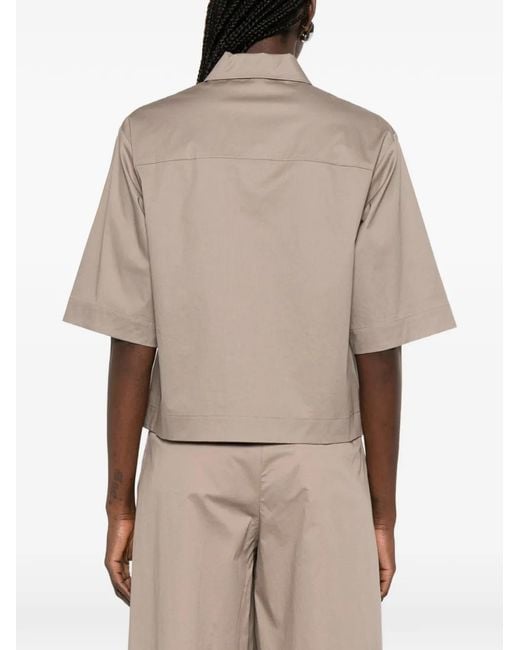 Peserico Blouse Met Korte Mouwen En Zak in het Natural