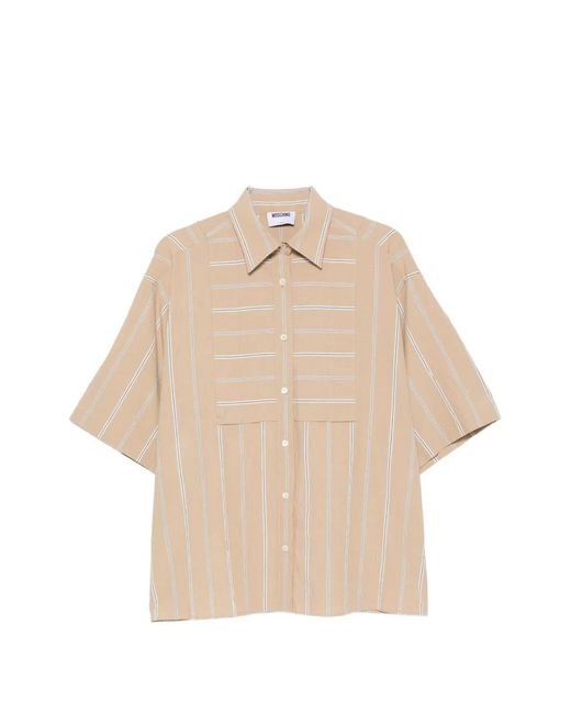 Moschino Natural Striped Short-Sleeve Shirt