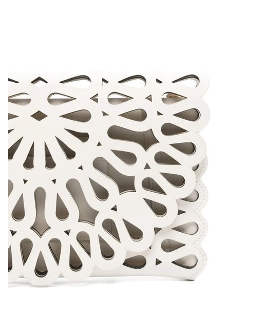 Jonathan Simkhai White Laser-Cut Leather Clutch
