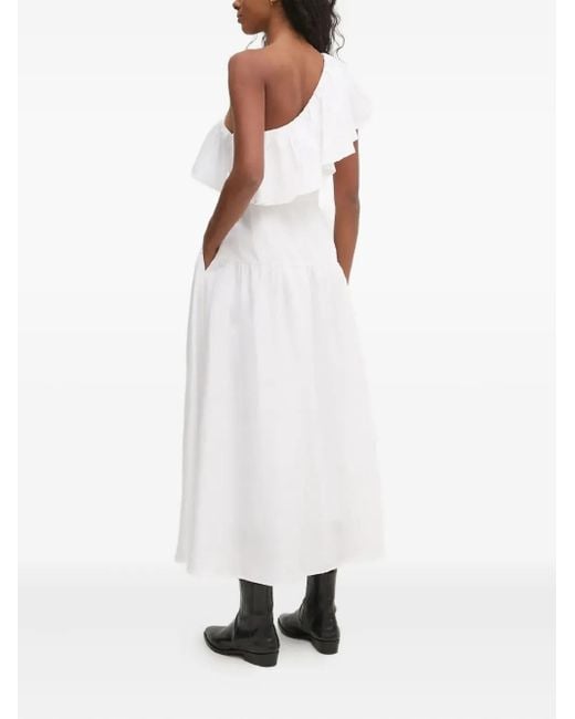 Pedro Del Hierro Madrid White One-Shoulder Ruffled Dress