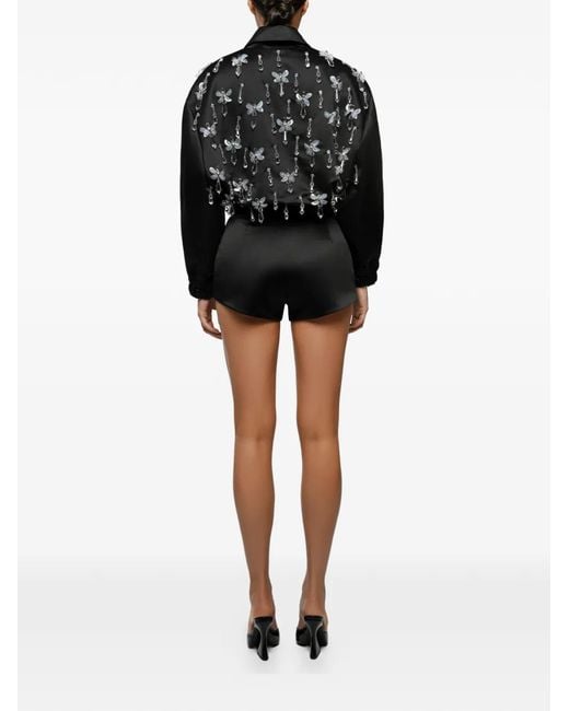 Anouki Black Crystal-Embellished Bomber Jacket