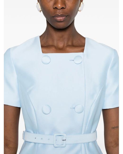 Self-Portrait Blue Double-Breasted Midi Dress