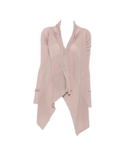 Rick Owens Pink Draped Asymmetric-Hem Cardigan