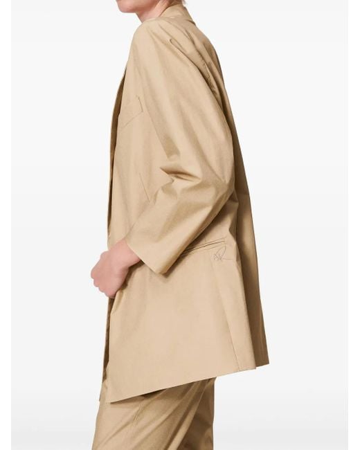 Twinset Natural Double-Breasted Poplin Blazer