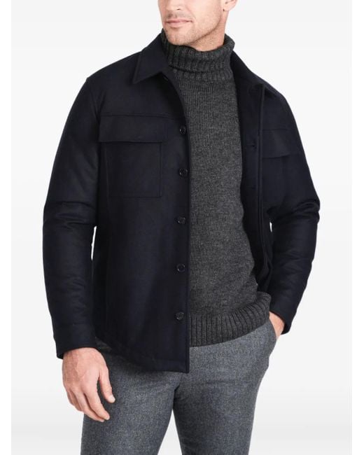 Norwegian Wool Blue Flap-pocket Wool Jacket for men