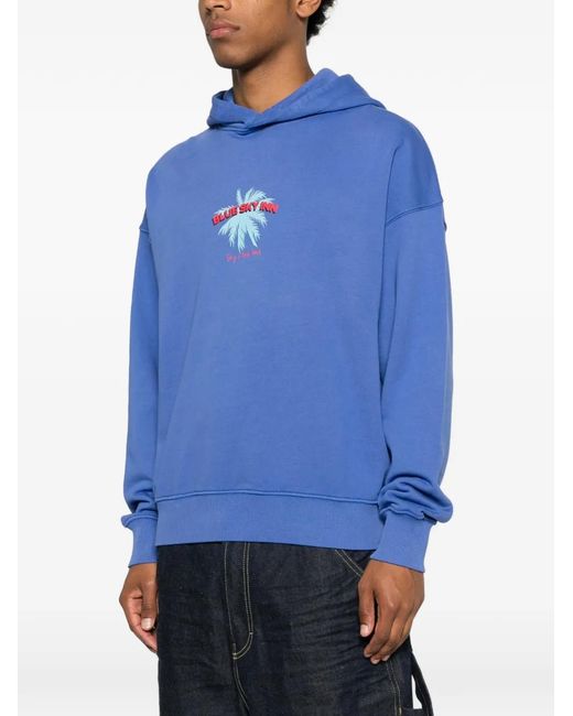 BLUE SKY INN Blue Graphic-Print Hoodie for men