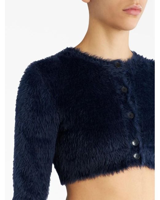 Etro Blue Brushed-Knit Cropped Cardigan