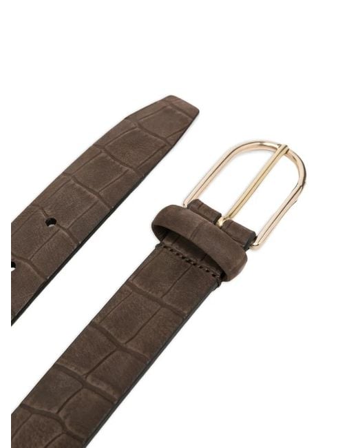 Dell'Oglio Gray Crocodile-Effect Belt for men