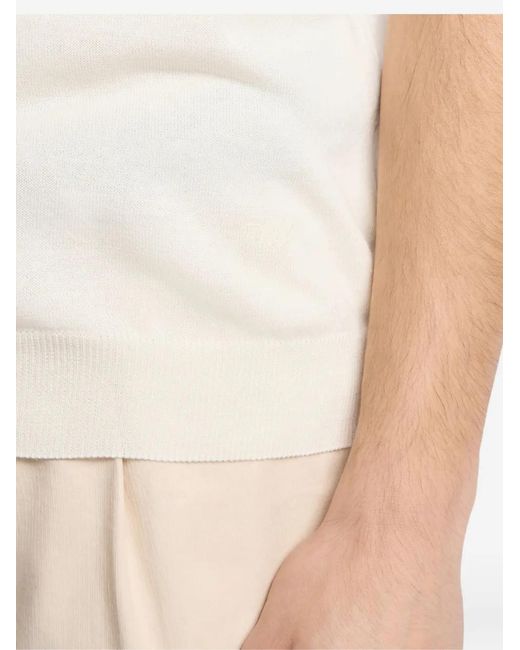 Fay White V-Neck Piping T-Shirt for men