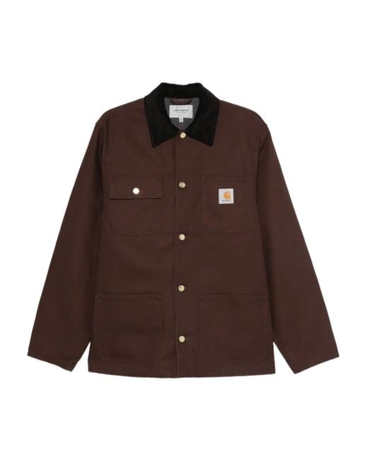 Carhartt Brown Corduroy-Collar Button-Fastening Jacket for men