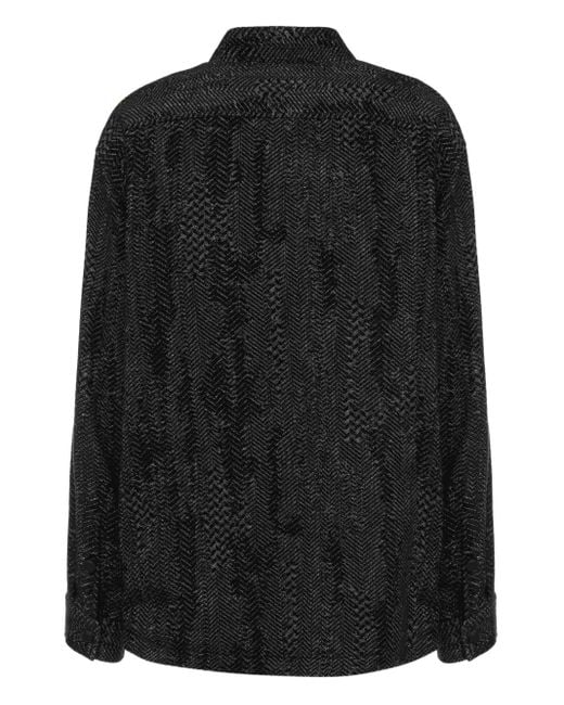 Just Cavalli Black Herringbone Zip-Front Jacket for men