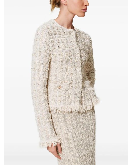 Twinset White Tweed Lurex Jacket