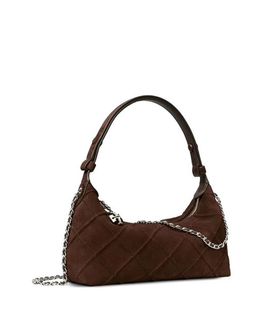 Tory Burch Brown Fleming Suede Pochette