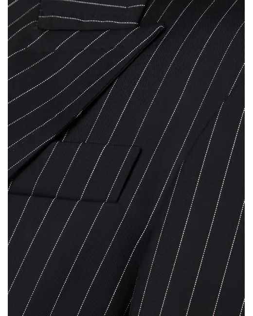 Max Mara Black Striped-Pattern Double-Breasted Blazer