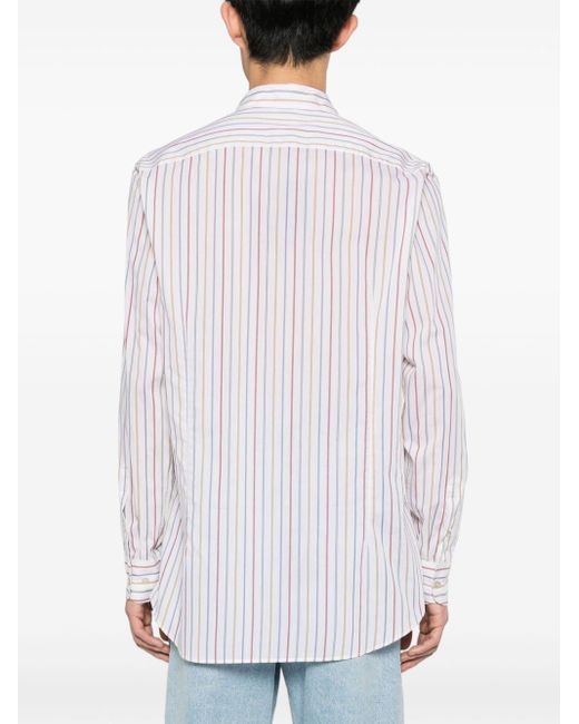 Etro White Pegaso Striped Cotton Shirt for men