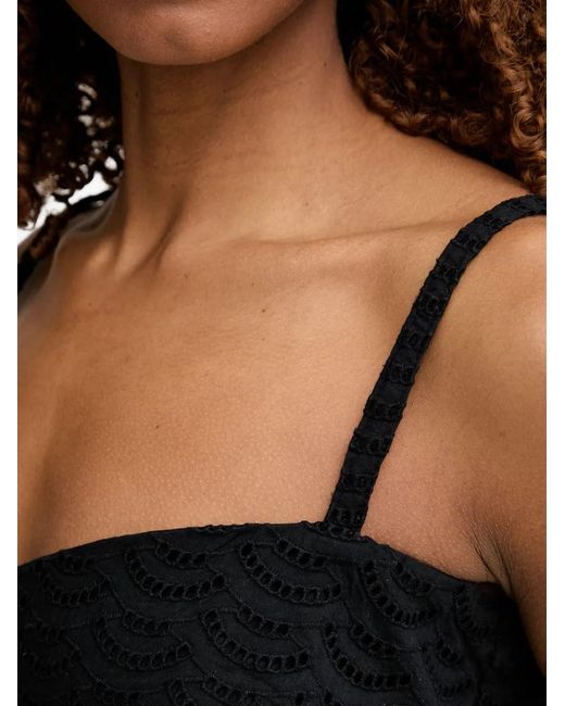 Guess Black Broderie-Anglaise Cropped Top