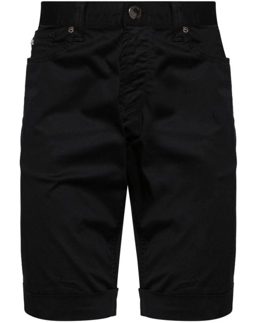 Emporio Armani Black Mid-rise Cotton Shorts for men