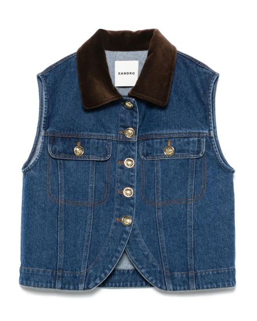 Sandro Blue Denim Waistcoat