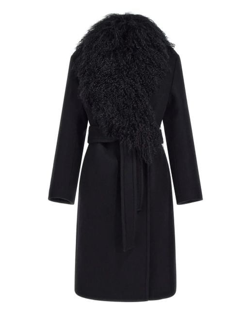 Roberto Cavalli Black Shearling-Collar Coat