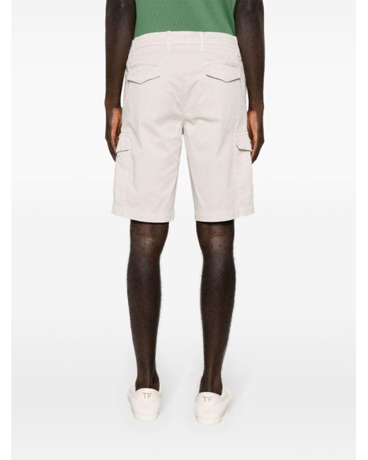 Eleventy White Mid-rise Twill Cargo Shorts for men