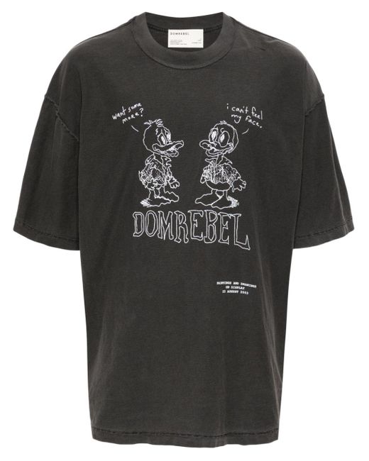 DOMREBEL Black Comic Pals Graphic-print Cotton T-shirt for men