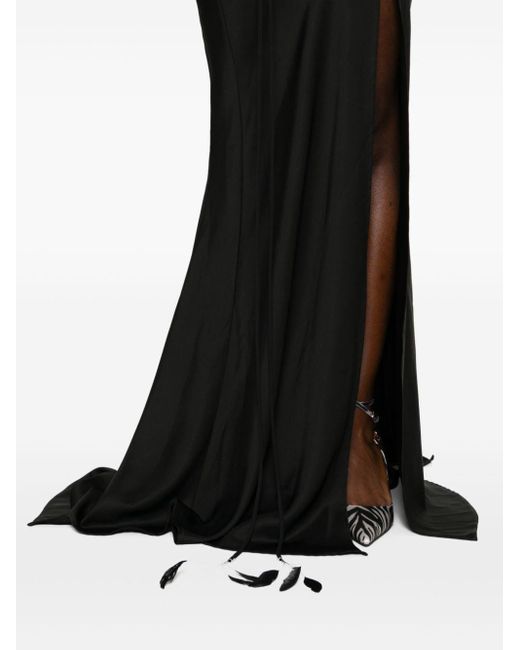 The Attico Black Paneled Long-sleeve Gown