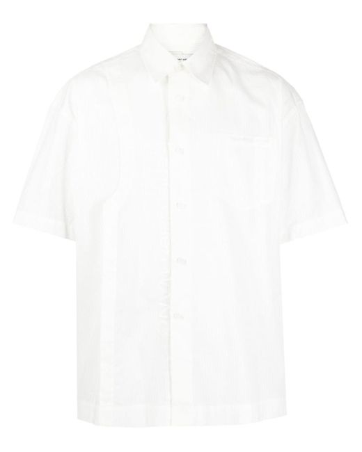 Feng Chen Wang White Logo-print Striped Cotton Shirt for men