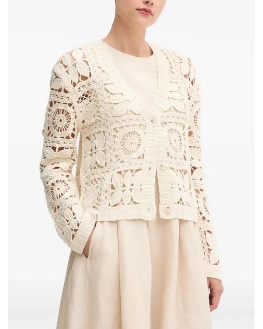 Ouí Natural Crochet Buttoned Cardigan