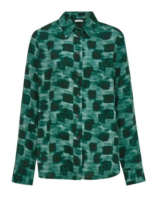 Camisa con estampado abstracto y botones Ferragamo de color Green