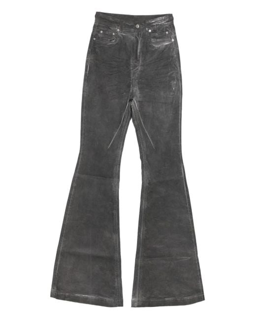 Rick Owens Gray Distressed Flared Jeans