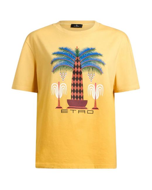メンズ Etro パームツリープリント Tシャツ Yellow